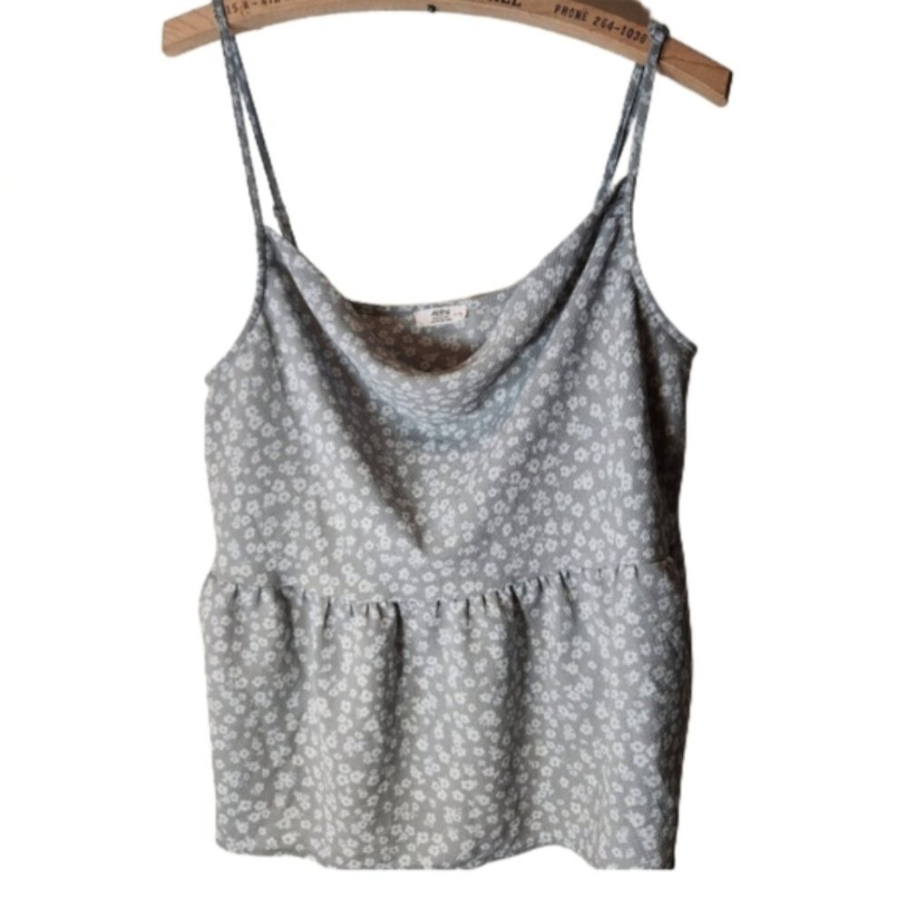 Floral XL Gray/sage Spaghetti Strap‎ Top